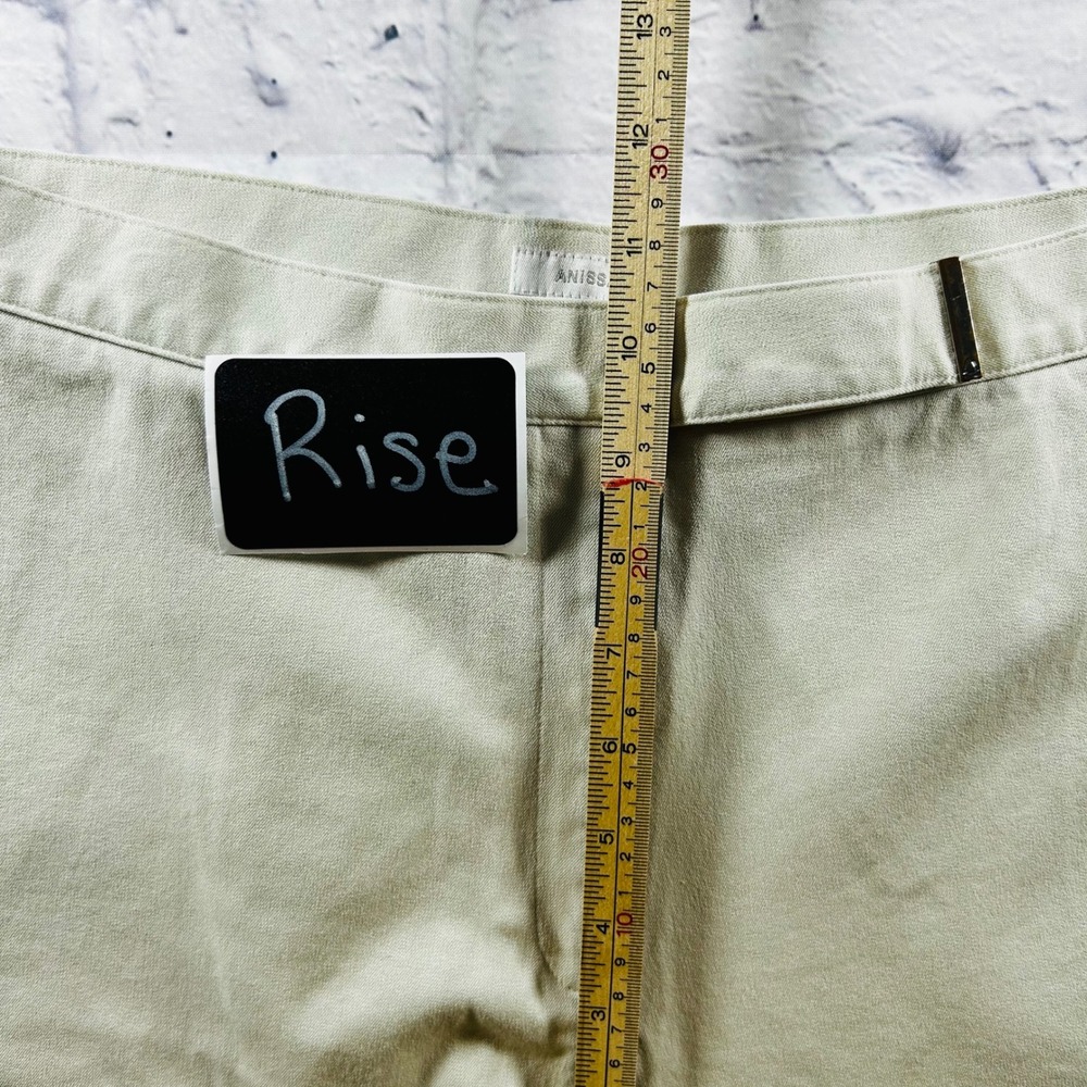 Liz Claiborne Anissa Wide Leg Pants Womens 10 Cream Beige High Rise Trousers - Picture 9 of 11